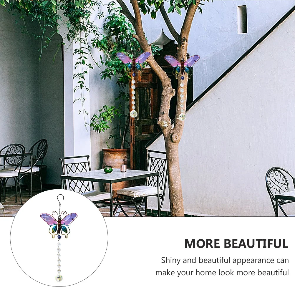 

Colorful Butterfly Crystal Sun Catcher Hanging Ornament For Home Window Decor Pull Chain Extender Rainbow