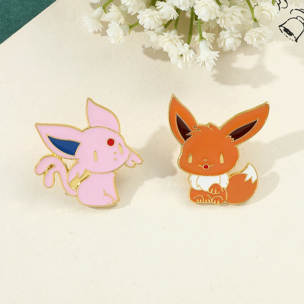 Pokemon Anime Enamel Pin Cute Espeon Flareon Eevee Metal Brooch for Backpack Badge Accessories Clothing Lapel Pin