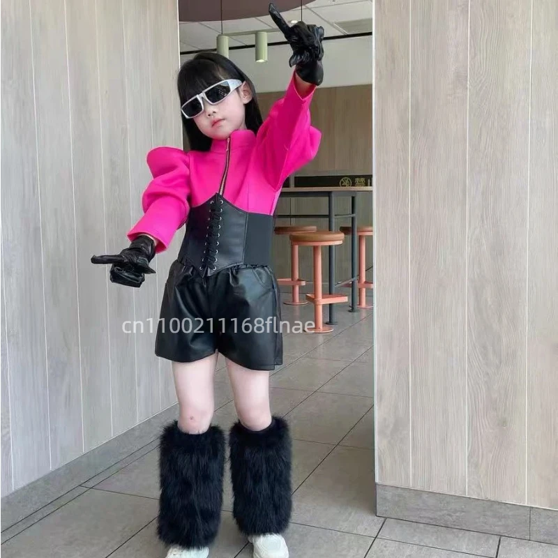Girls' Jazz Dance Bright Color Costume T-Stage Show High End Stage Costume Children's Street Dance Jazz Dance Costume Trend