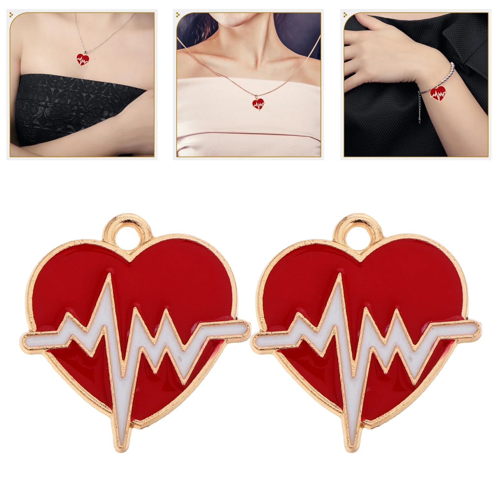

10pcs Heartbeat Pendant Charms Zinc Alloy Durable Medical Nurse Jewelry Mini Choker Bracelet Link Dangle Cap Accessories