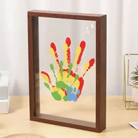 DIY Family Handprint Kit Baby Handprint and Footprint Keepsake Frame Set DIY Craft Wooden Frame with Acrylic Paint for Present