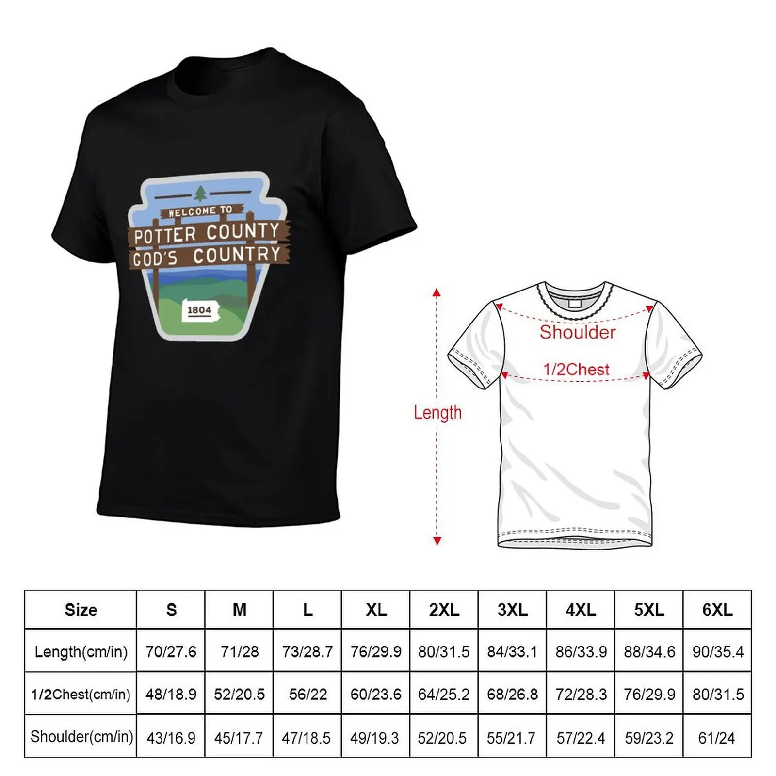 Potter County PA T-Shirt man t shirts high quality luxury brand t shirt man cotton man t shirt designer T-shirt