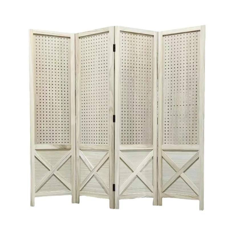 Spot entrance partition solid wood louver screen is now simple and light luxury living room solid wood grille partition screen c