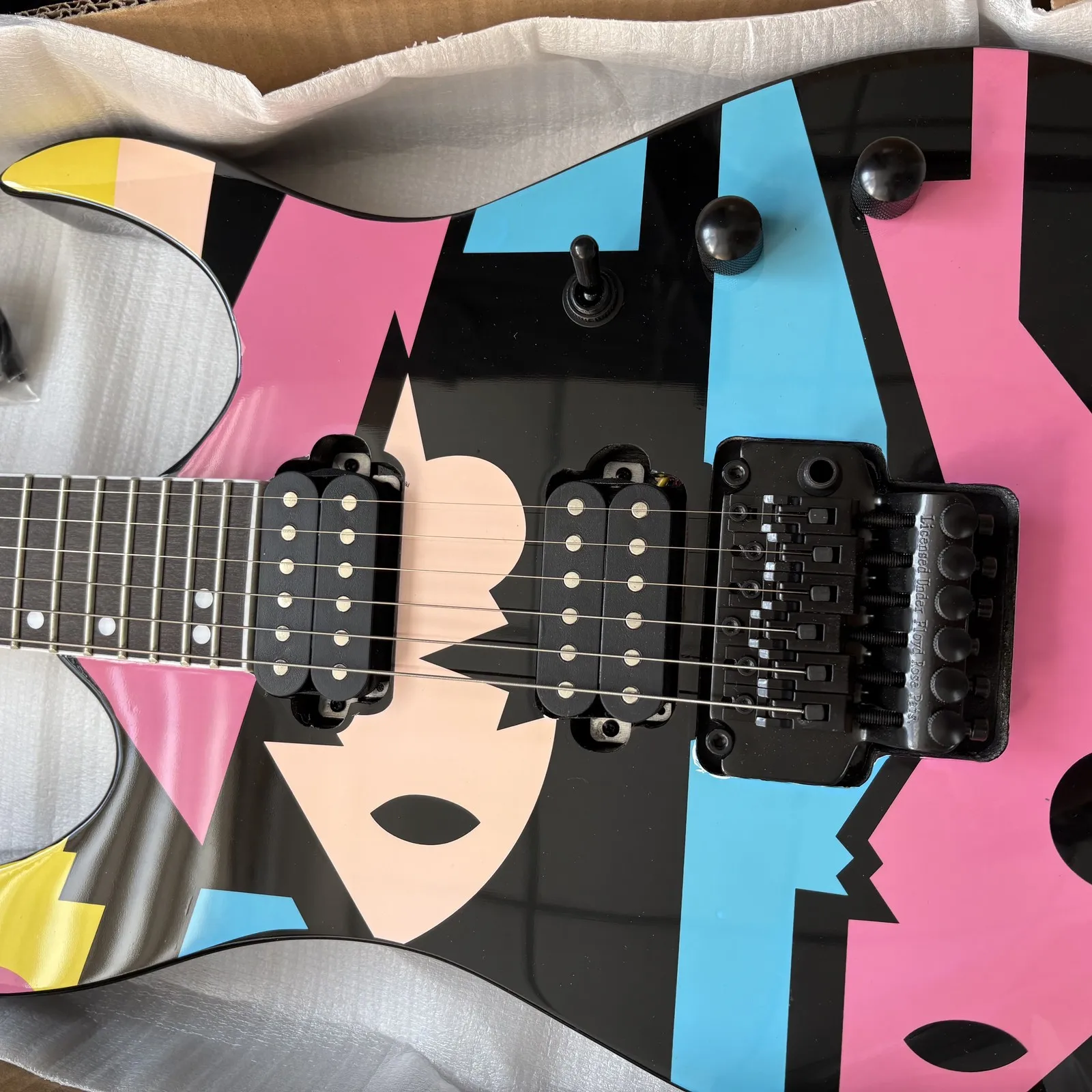 2025 Custom Guitar with Custom Colorful Art Pattern Maple Neck