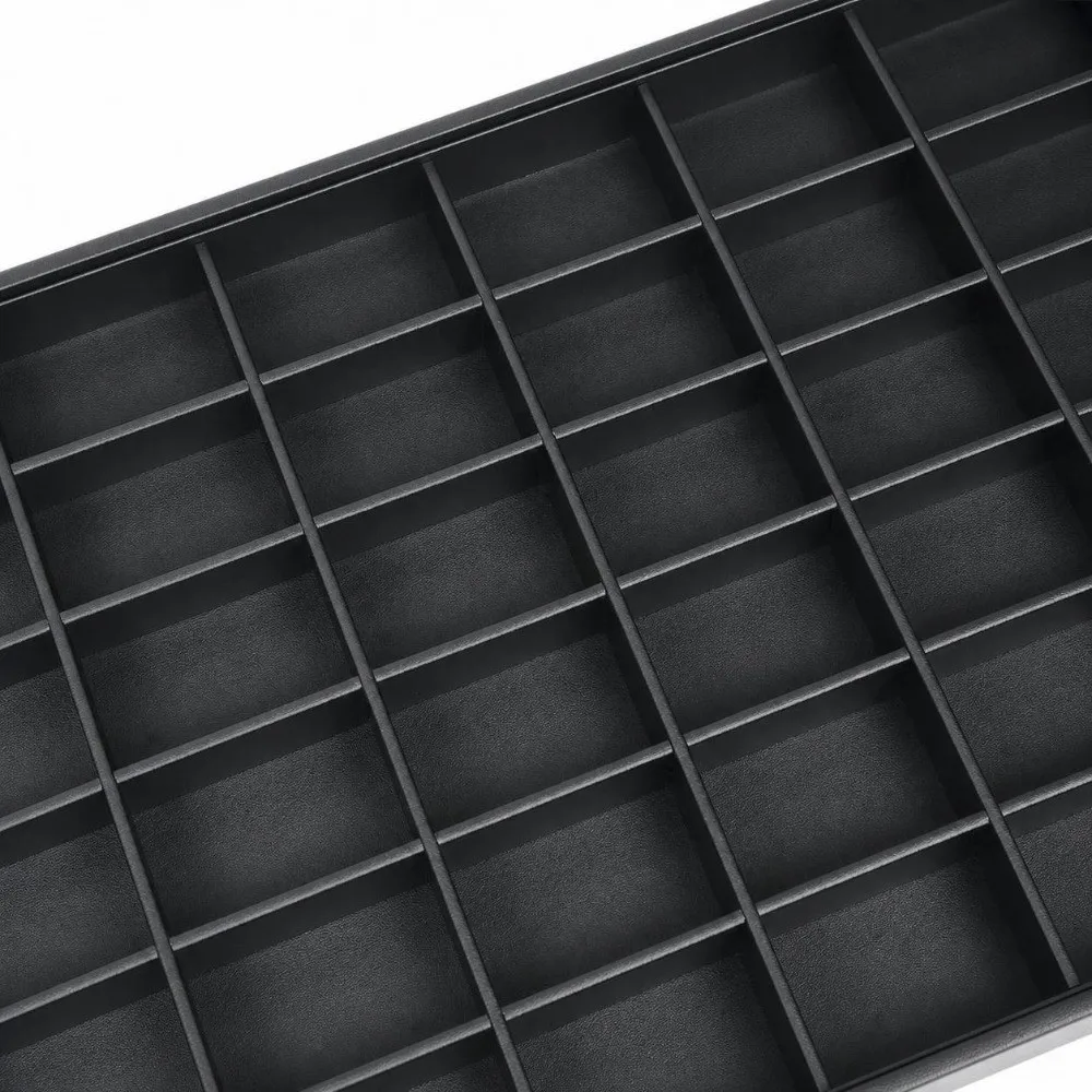 Stackable Jewelry Display Tray PU Leather Black Jewelry Storage Organizer Multi Compartments Waterproof Necklace Storage Rack