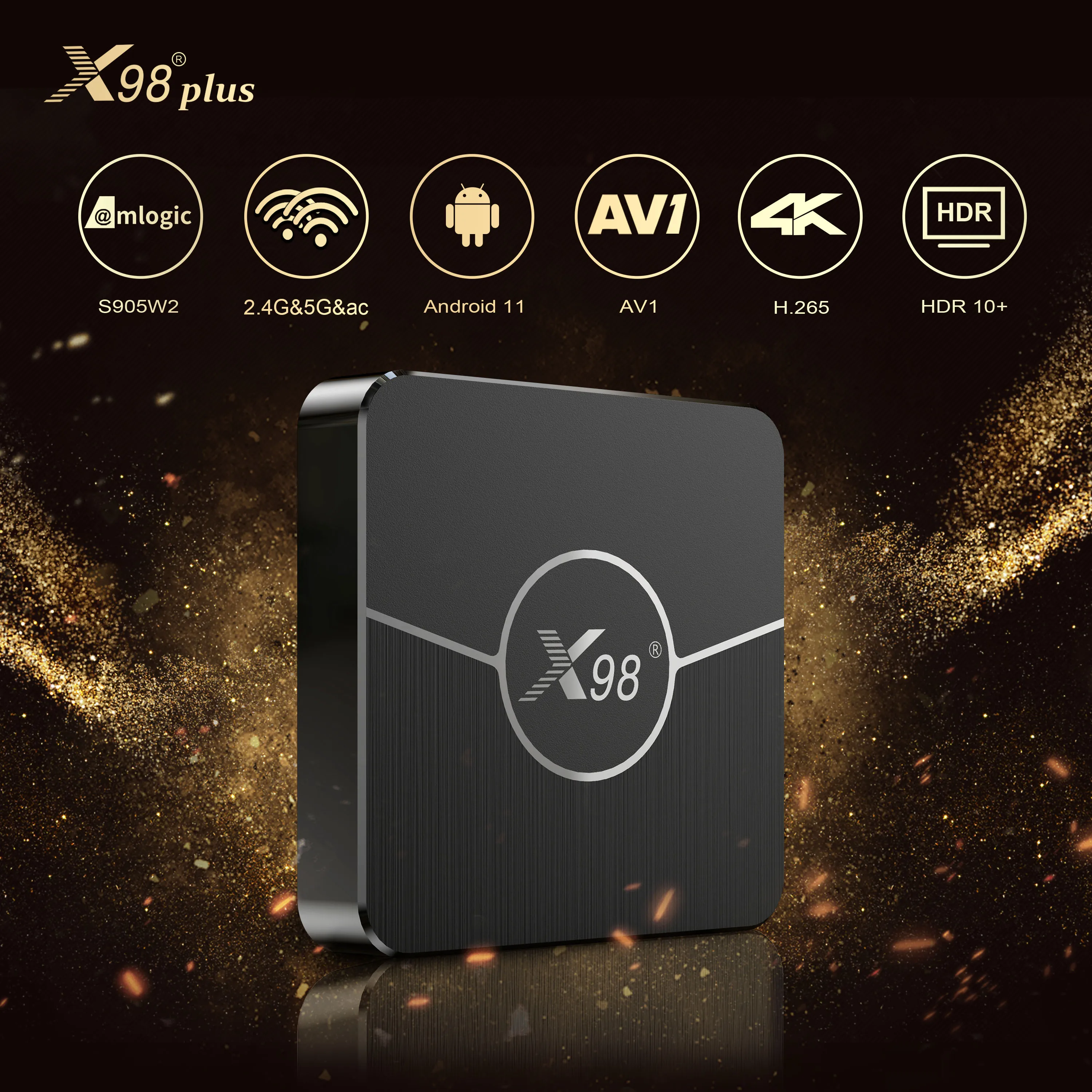 X98Plus TV Box 2.4G/5G Wifi BuleTooth 5.0 AV1 4K Google Media Playe IPTV Set Top Box Android11.0 Amlogic S905W2 Smart TV Box