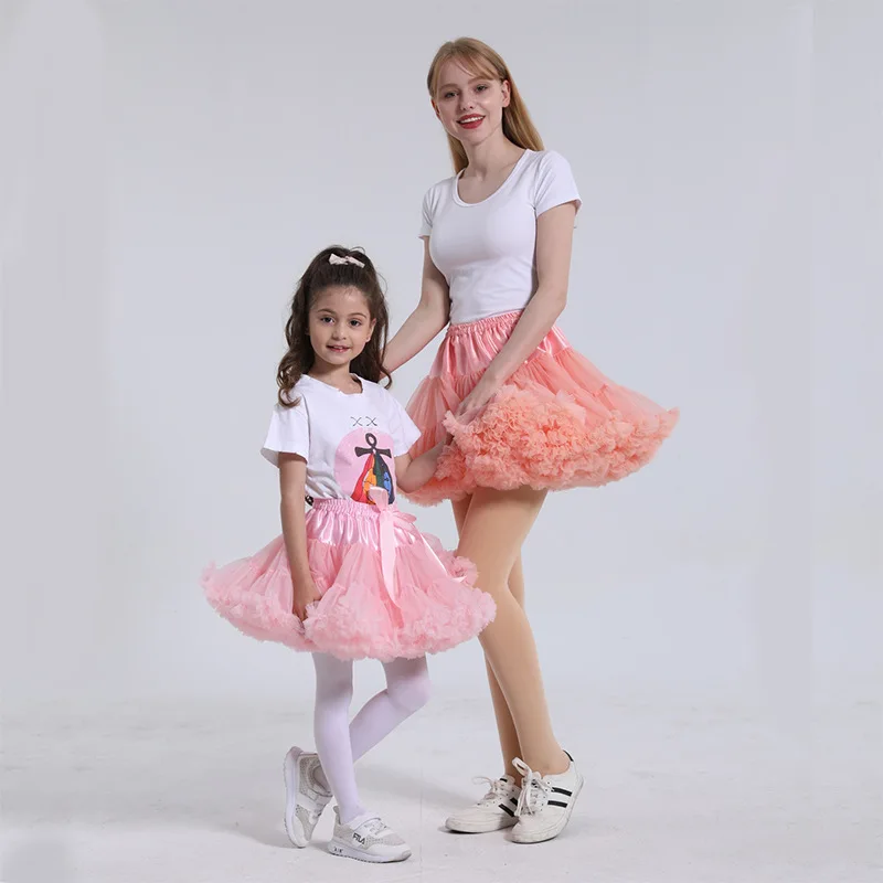 Kids Girls Lolita Cosplay Petticoats 2023 A-Line Puffy Tutu Skirt Layered Tulle Ballet Dance Pettiskirts Big Bowknot Underskirt