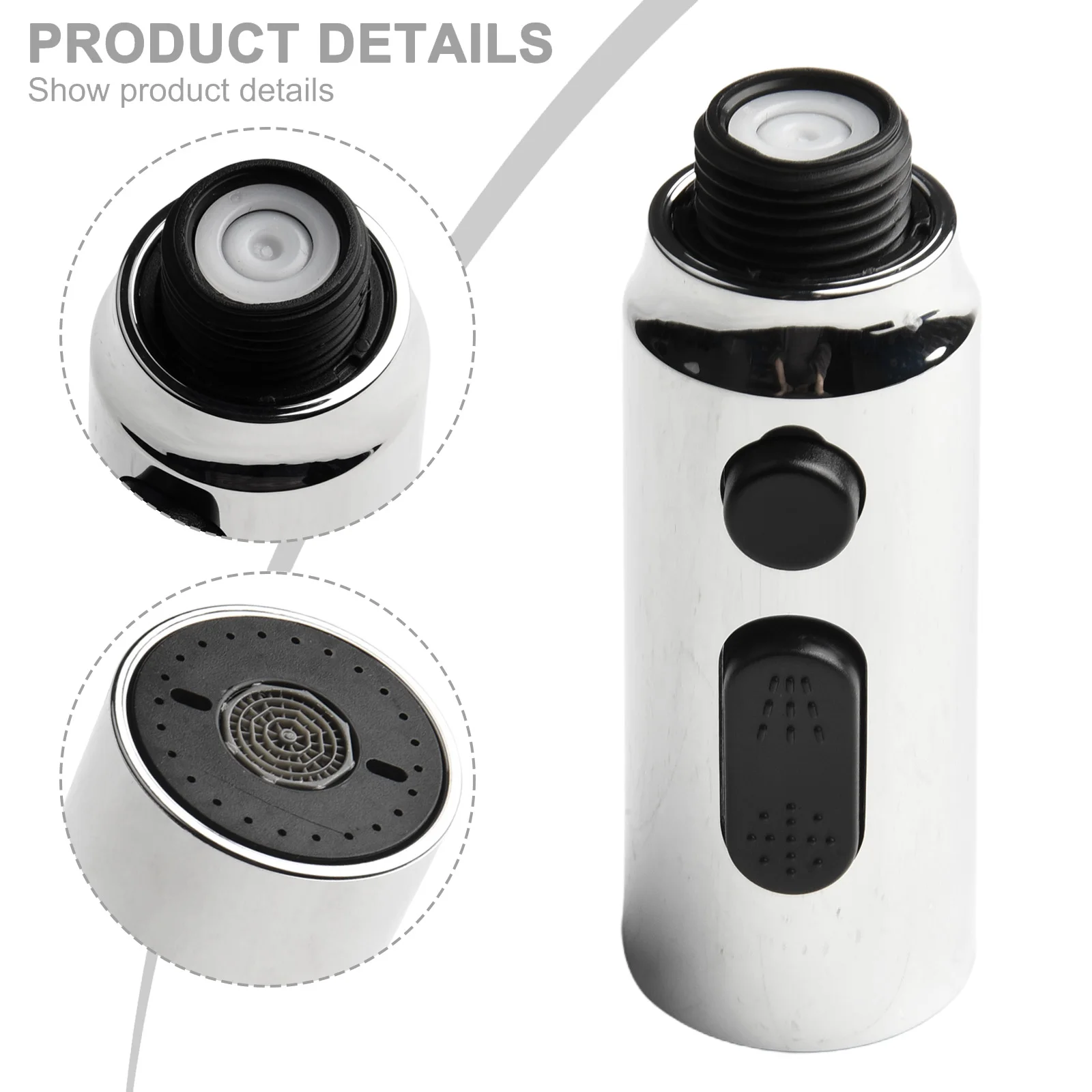 

Easy To Install Bathroom Kitchen Faucet Shower Shower Head Nozzle Black&Silver Mixer Tap Multifunctional Parts
