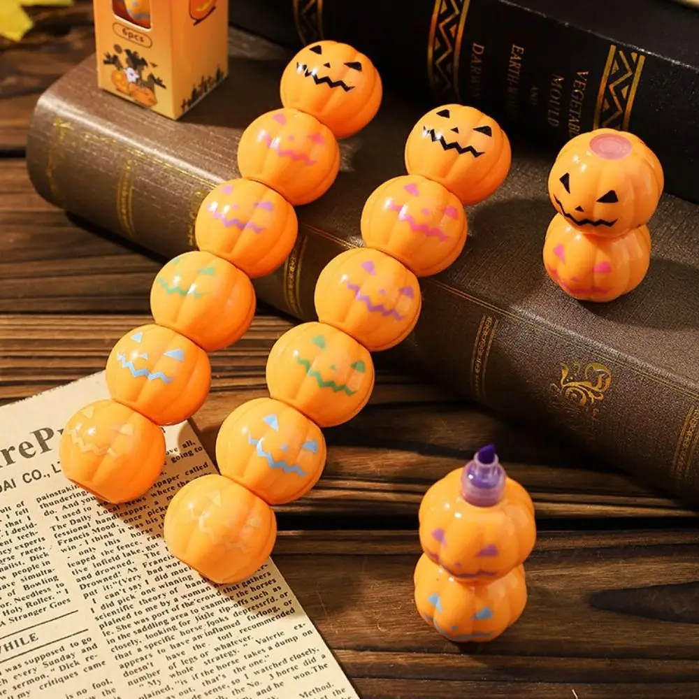 

5 Colors Pumpkin Highlighter Halloween Gift Stationery Supplies Fluorescent Pen Graffiti Markings Watercolor Highlighter
