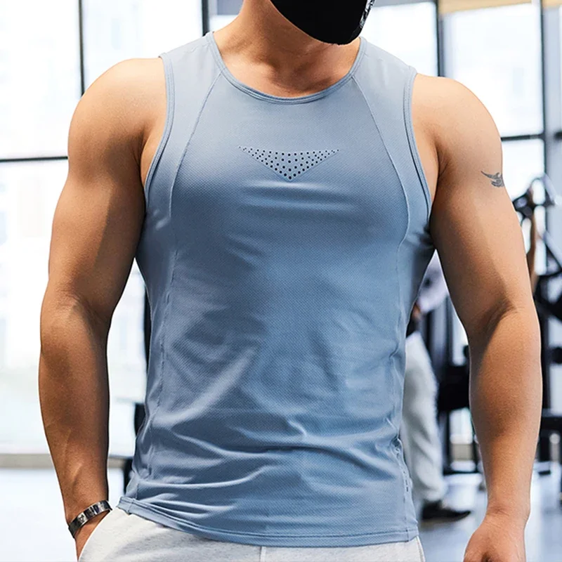 Men Running Breathable Vest Sportwear Training Exercises Sleeveless Tees Gym Jogging Shirts Athletic Tops Clothing