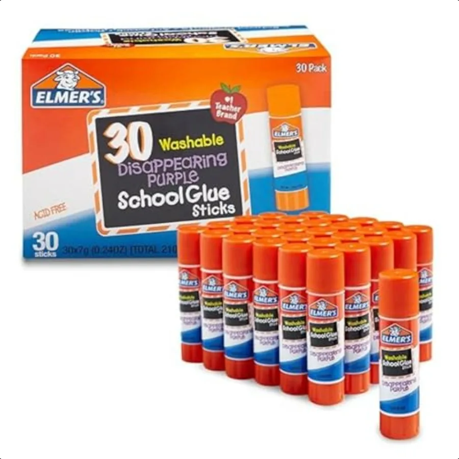 

Elmers Disappearing Purple School Glue Sticks Washable 7g 30 Count Bulk Pack for Classrooms 1 Teacher Brand