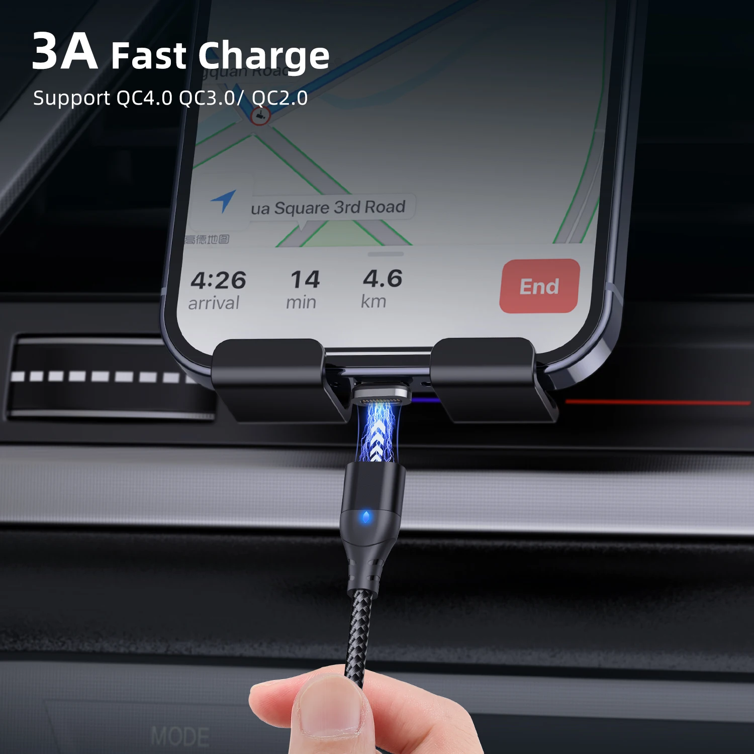 0.5M/1M/2M Magnetic Fast Charging Cable 3A USB Type C Fast Charger Cable USB C Data Cable for Samsung Xiaomi