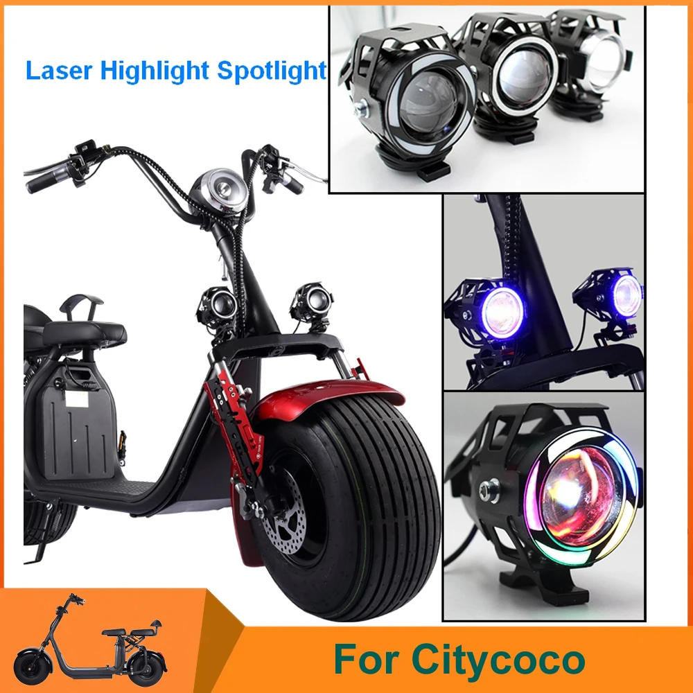 LED Head Light Spotlight Laser Highlight Flashing Angel Eyes And Demon Eyes Light For Electric Scooter Citycoco