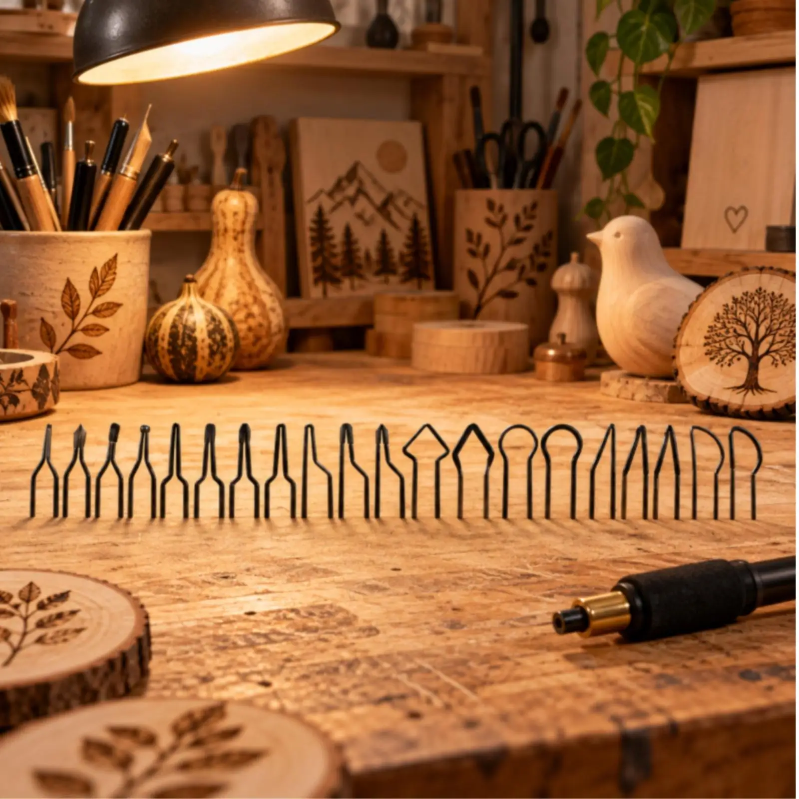 Pyroengraving Wood Heat Embellishing Kit with Tips Adjustable Temperature Electric Pyroengraving Machine for DIY Hobbyists,
