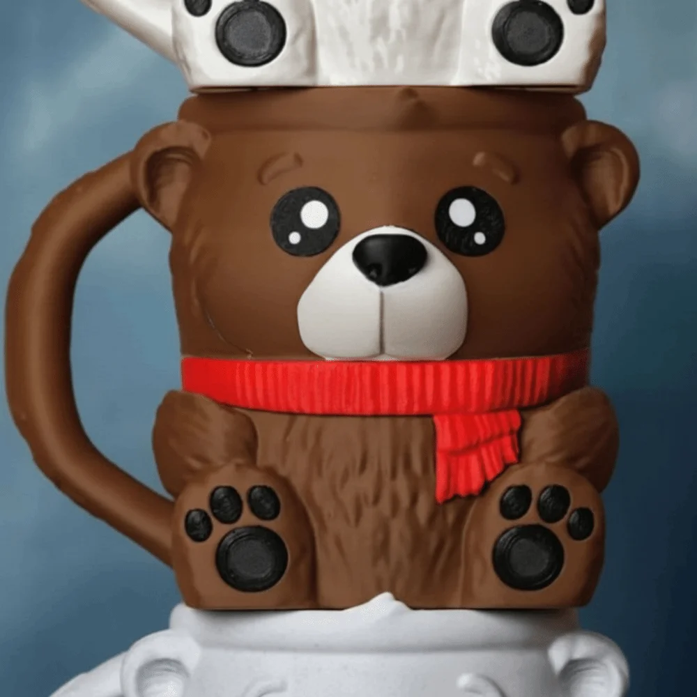 جديد مع اثنين من الملاعق الآيس كريم باينت حامل كوب نونسليب ثلاثية الأبعاد مطبوعة ذوبان المانع الدب القطبي حامل المصاصة للهدايا عاشق