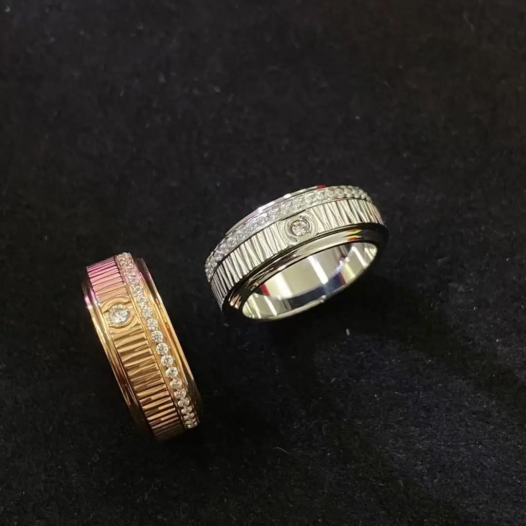 

Classic 925 Silver Ring Women's Gift Single Row Paving Zircon Lucky Spinning Fashion Women's Party Jewelry