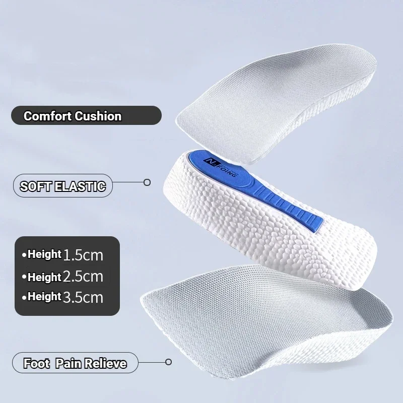 2Pcs Height Increase Insoles for Men Women Flat Feet Arch Support Orthopedic Insoles Sneakers Heel Lift Memory Foam Shoe Pad