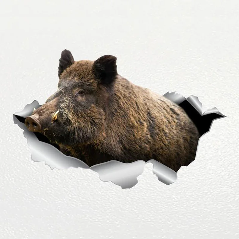 Jpct 13cm forest animal wild boar pattern polyethylene car sticker, waterproof and sunscreen PVC material decal in various sizes