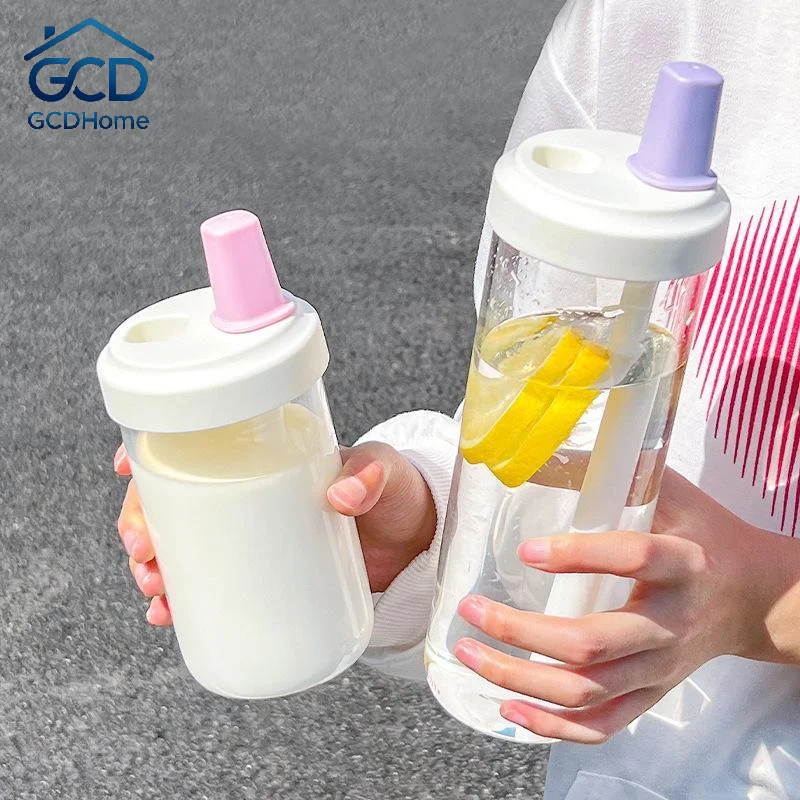 500/850 Ml Large Capacity Pearl Milk Tea Cup Juice Milk Plastic Cup Lid Straw Tea Coffee Cup Plastic Water Bottle