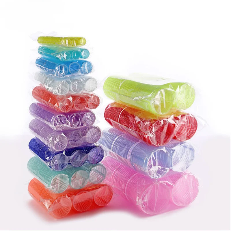 6pcs Self-Grip Hair Rollers Heatless Hair Curlers No Heat Hair Bangs Volume Self-adhesive Hook & Loop DIY Styling Tools