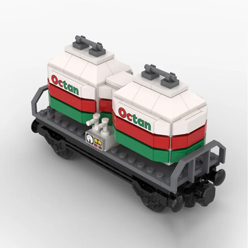 NEW Hot MOC Building Blocks City Engineering Series Modular Octan Train & Tank Car Model DIY Creative Ideas Children Toy Gifts