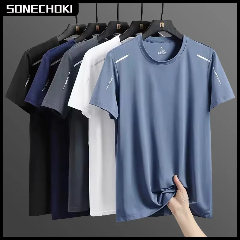 

Мужские рубашки для бега из ледяного шелка, свободный топ с короткими рукавами и принтом, баскетбольная спортивная одежда для спортзала для мужчин, быстросохнущая футболка для фитнеса и тренировок