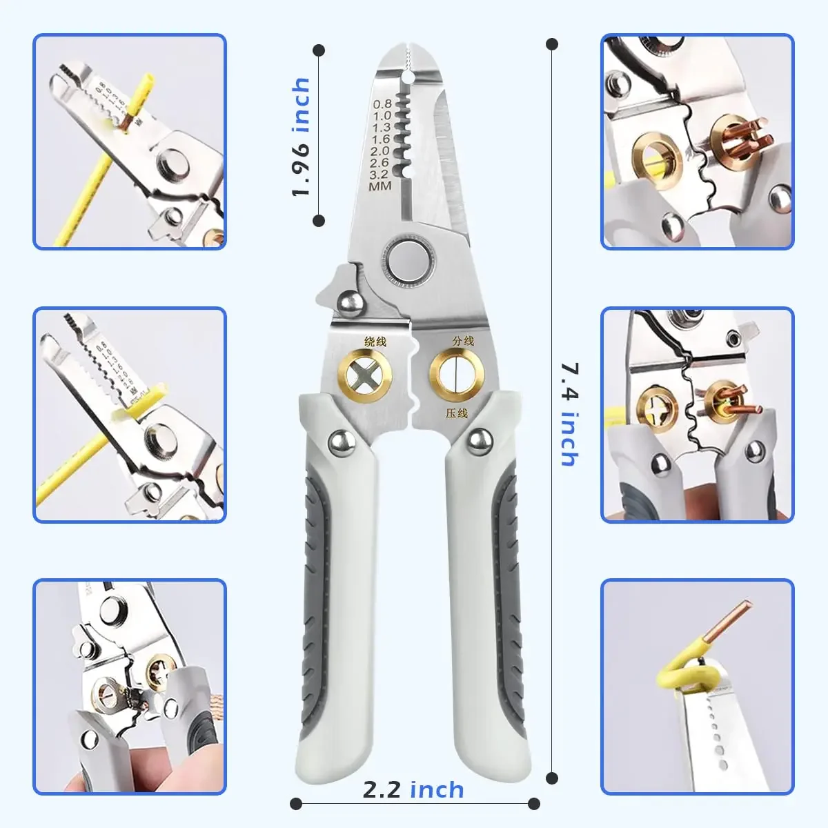 6-in-1 draadstripper Speciale handmatige draadtang Elektrische kabelstrippen Snijden Kabelstripper Krimpen Multitool Dunschiller