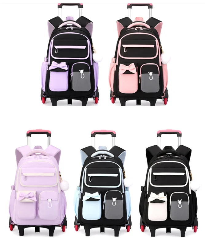 2026 School Rolling backpack for girls School Trolley Bags School Wheeled backpack Bag Girls School Rolling bags with trolle