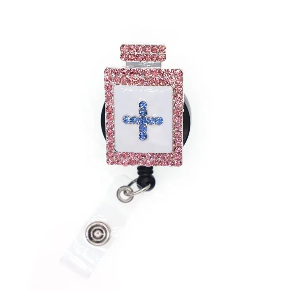 Nurse Accessories medical hospital doctor Gift Rhinestone Pill Bottle ID Retractable nurse badge reel with clip badge holder