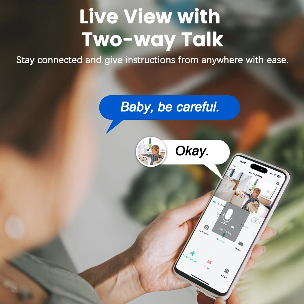 UCOCARE WiFi Mini Camera HD 1080P Wireless Indoor Security Camcorders Baby Monitor With 5200mAh Battery Night Vision IP Cam