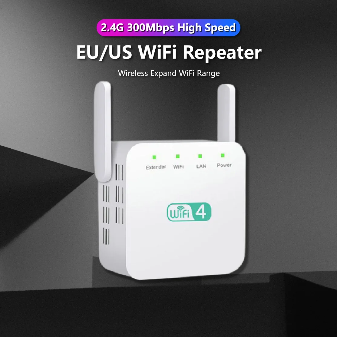 2.4Ghz WiFi Extender Long Range Wireless WIFI Booster 300Mbps Adapter Wi-Fi Amplifier Wi Fi Signal Repeator With Dual Antenna