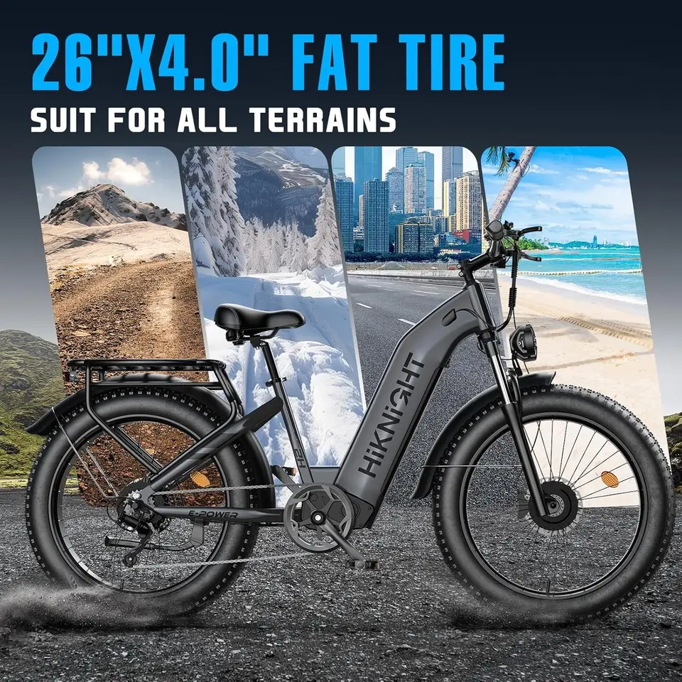 Dual Motor Electric Bike for Adults, 3000W Peak 52V 20AH Battery E Bike 26" x 4.0" Fat Tire Electric Mountain Bike Step-Thru Ele image 10