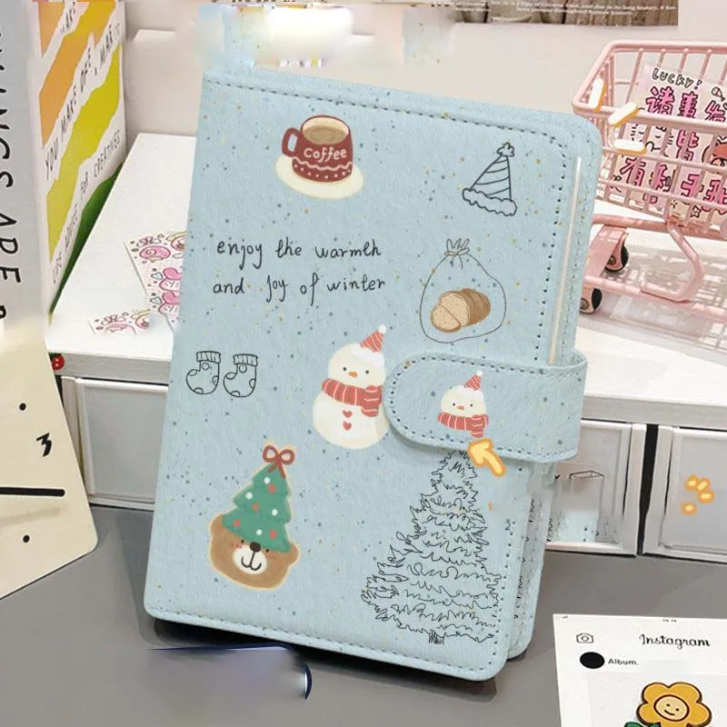 Cute Winter Tree Style Loose Leaf Notebook PU Leather Magnetic Buckle Portable Student School Office Stationery Christmas Gift