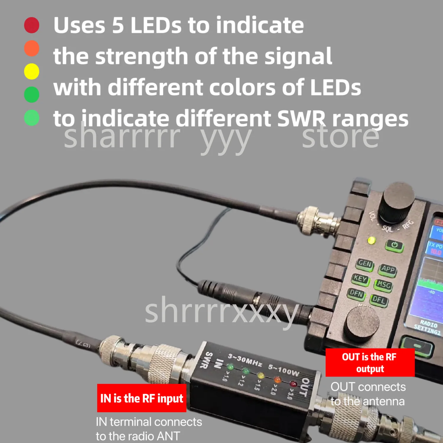 3-30MHz Frequency Range 100W Short Wave Standing Wave Indicator Standing Wave Meter Power Meter
