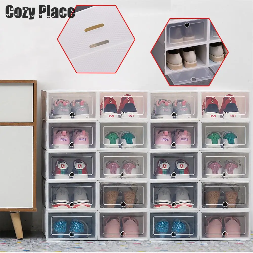 

20pcs Shoes Transparent Cabinet Organizer System Stackable Plastic Sneaker Display Case Storage Box Shoe Rack