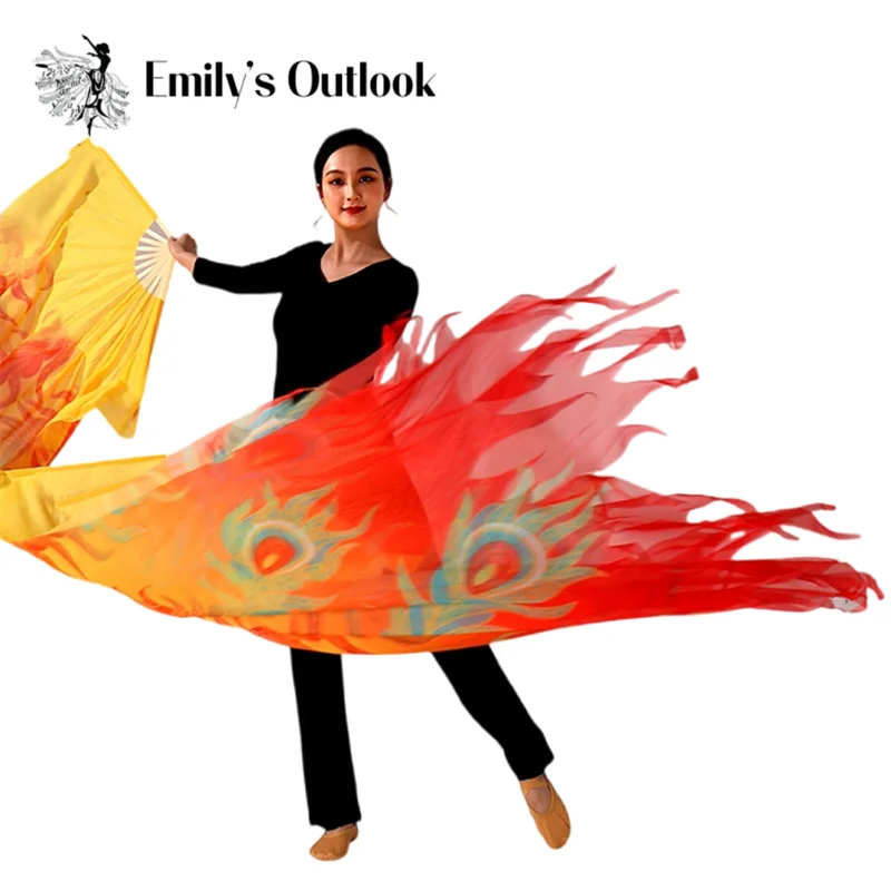 

Огненная вуаль с веером, цельный костюм для танца живота, аксессуар для женщин, реквизит для сценического шоу, струящаяся длинная вуаль с вырезом, прочные бамбуковые ребрышки, Феникс