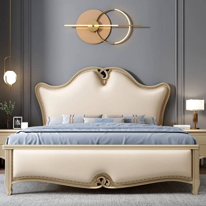 

House Headboard Frame Double Bed European Pretty Hotel King Size Double Bed Princess Modern Cama De Casal Furniture Home