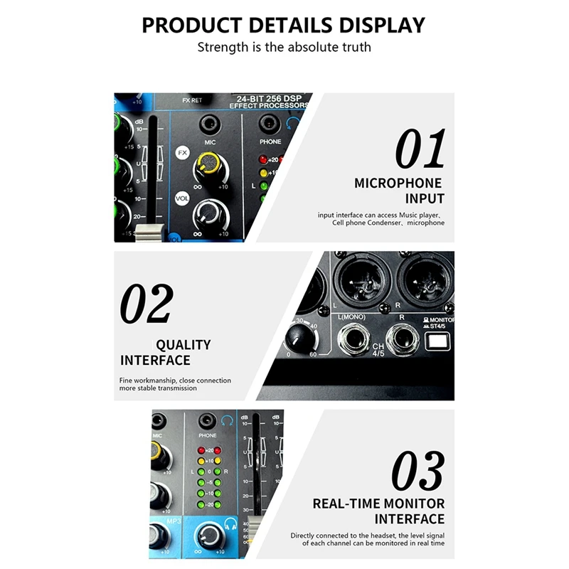 Mixer multifunzione piccolo AB09-6 canali per spettacoli teatrali, trasmissione in diretta karaoke, con mixer USB Bluetooth
