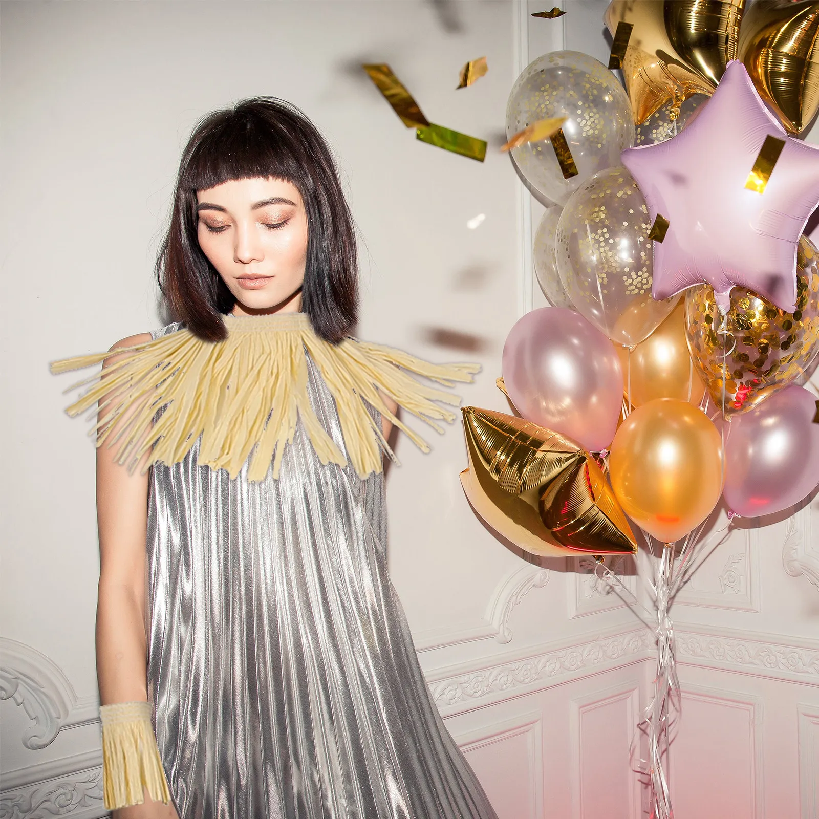 

Набор из 5 экологичных гавайских юбок-пахушек с бахромой из листьев рафии, эластичные, для взрослых, для костюма Хула, для вечеринки Луау, летний наряд