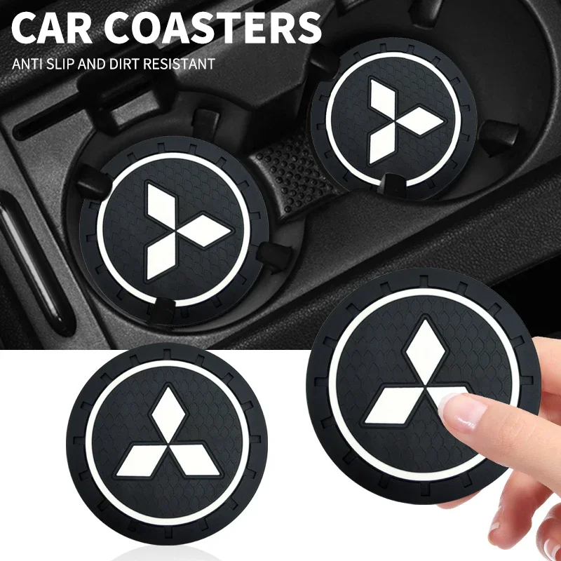 1/2Pcs Car Water Cup Slot Non-Slip Mat Water Cup Bottle Holder Mat For Mitsubishi Eclipse Lancer Outlander Pajero ASX Colt Space