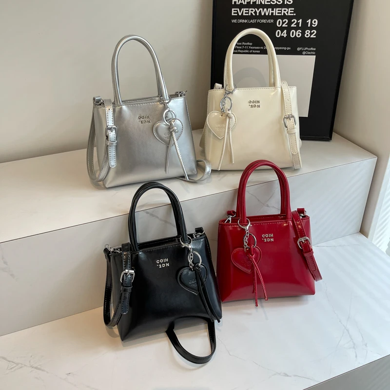 LEFTSIDE Mini PU Leather Underarm Bags for Women 2024 Y2k Trend Korean Fashion Shoulder Bag Lady Silver Handbags Tote Bag