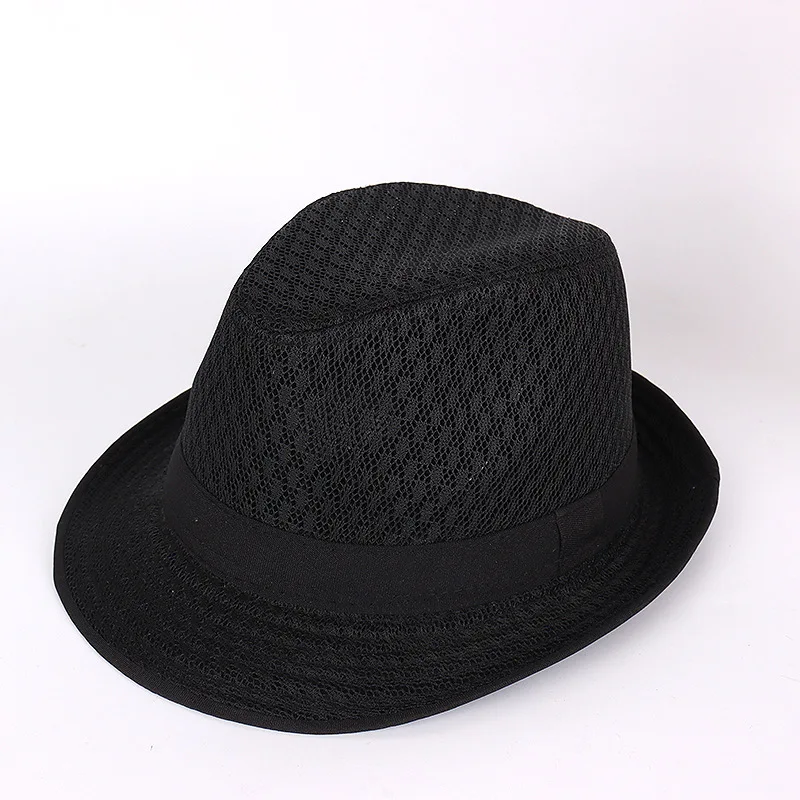 Fedoras de malha respirável masculino, chapéu-coco adulto, versão clássica, verão