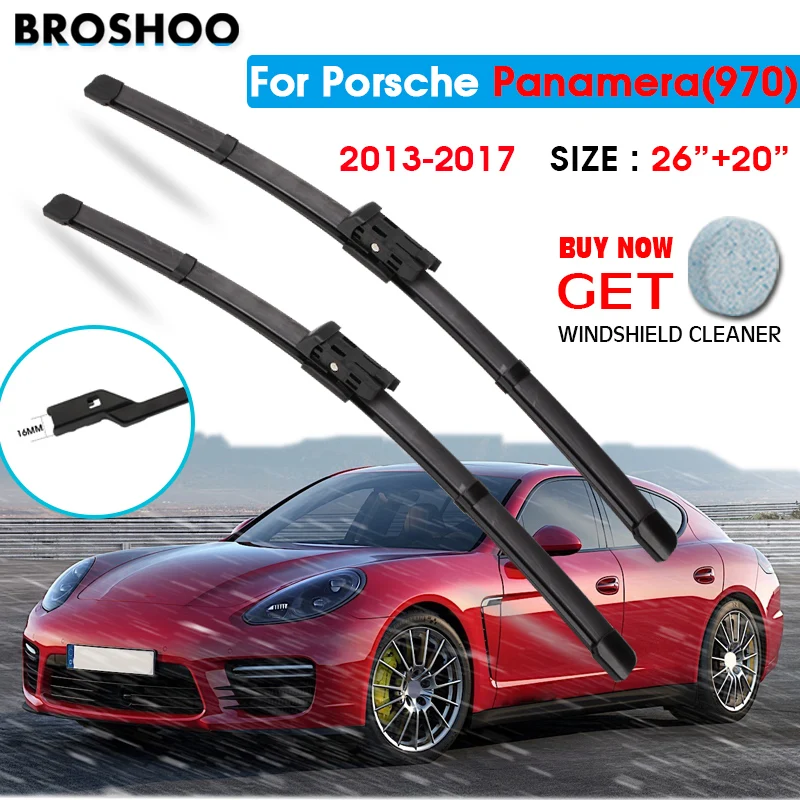 

Car Wiper Blade For Porsche Panamera(970) 26"+20" 2013-2017 Auto Windscreen Windshield Wipers Blades Window Wash Fit push button