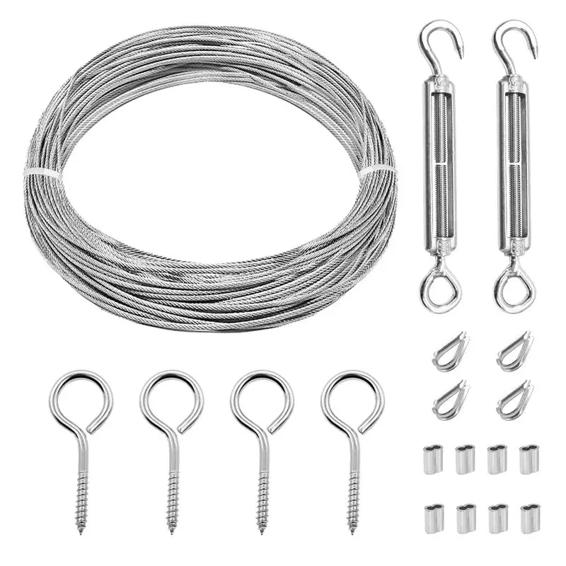 

Комплект натяжителей для тросов A04G-1/16 дюйма, усиленный, с крюком и ушком M5, 65 футов троса