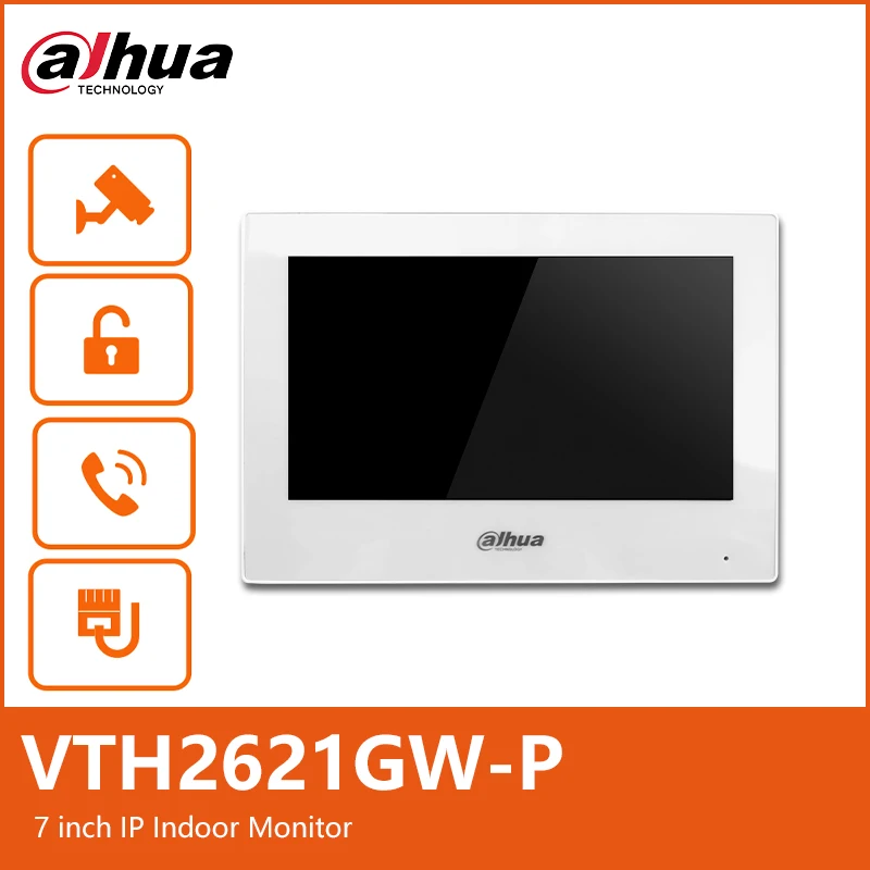 Dahua VTH2621GW-P PoE Indoor Monitor 7 Inch Video Intercom Screen Home IP Camera Monitor System APP Two-way Talk Digital SIP P2P