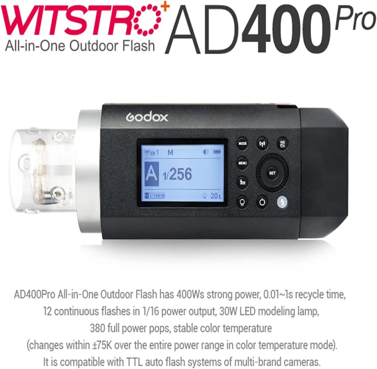 Godox AD400Pro AD400 Pro 400W WITSTRO All-in-One Outdoor Flash  Li-on Battery TTL HSS with Built-in 2.4G Wireless X System