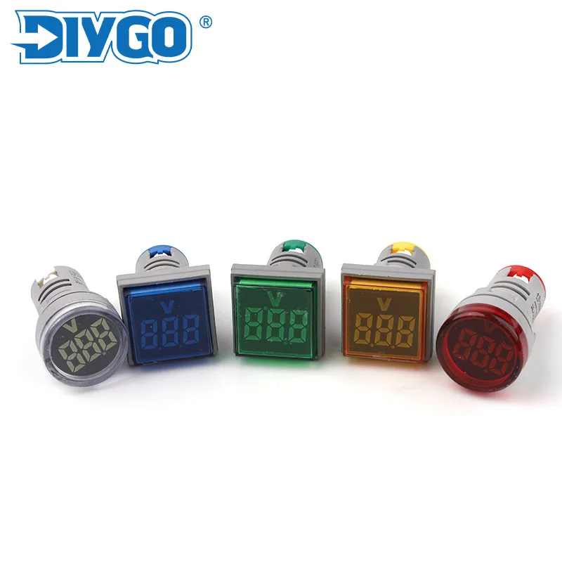 Square/Round AC 20-500V LED Digital Display Voltmeter Indicator Voltage Meter Light Meter Car Volt Tester Gauge Amp Detector