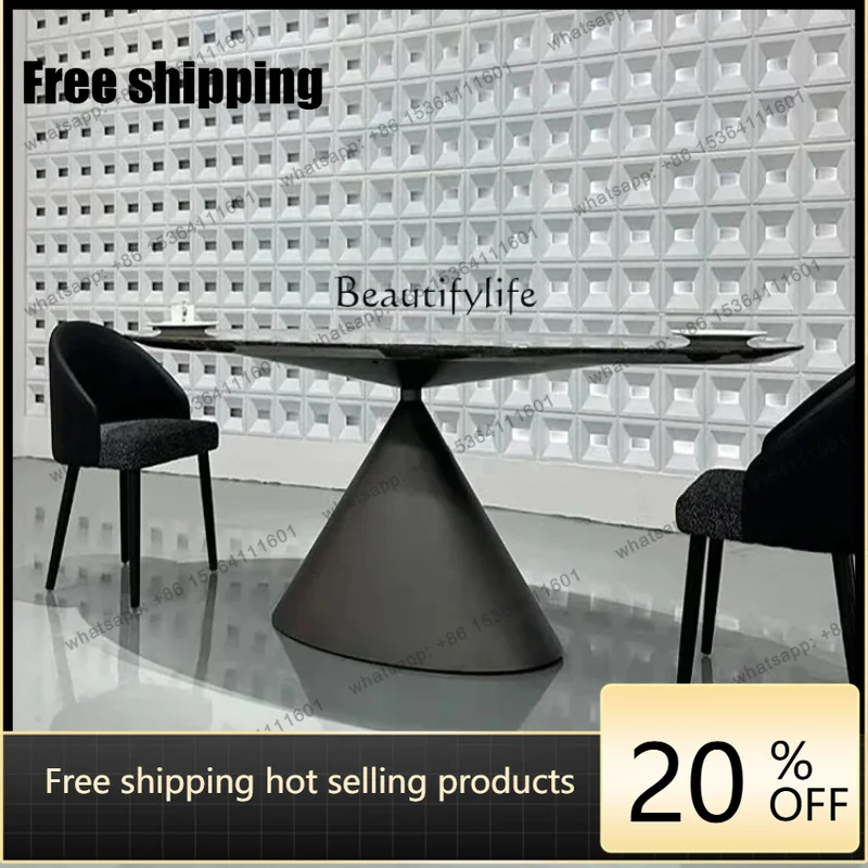 Factory DirectModern minimalist home creative art oval natural marble dining table