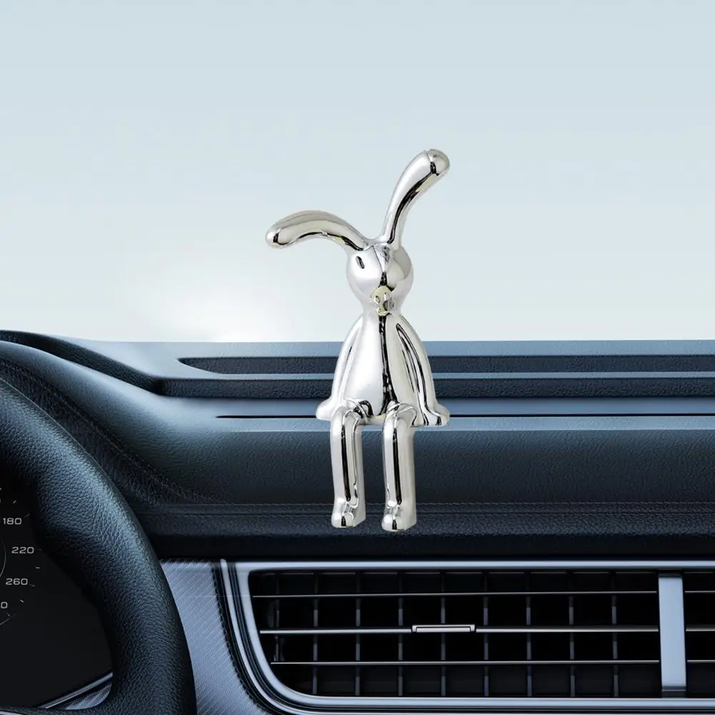 2Pcs Long Ear Cute Funny Bunny Car Ornament UV Electroplating Rabbit Model Toy Statue Car Dashboard Decoration Christmas Gift