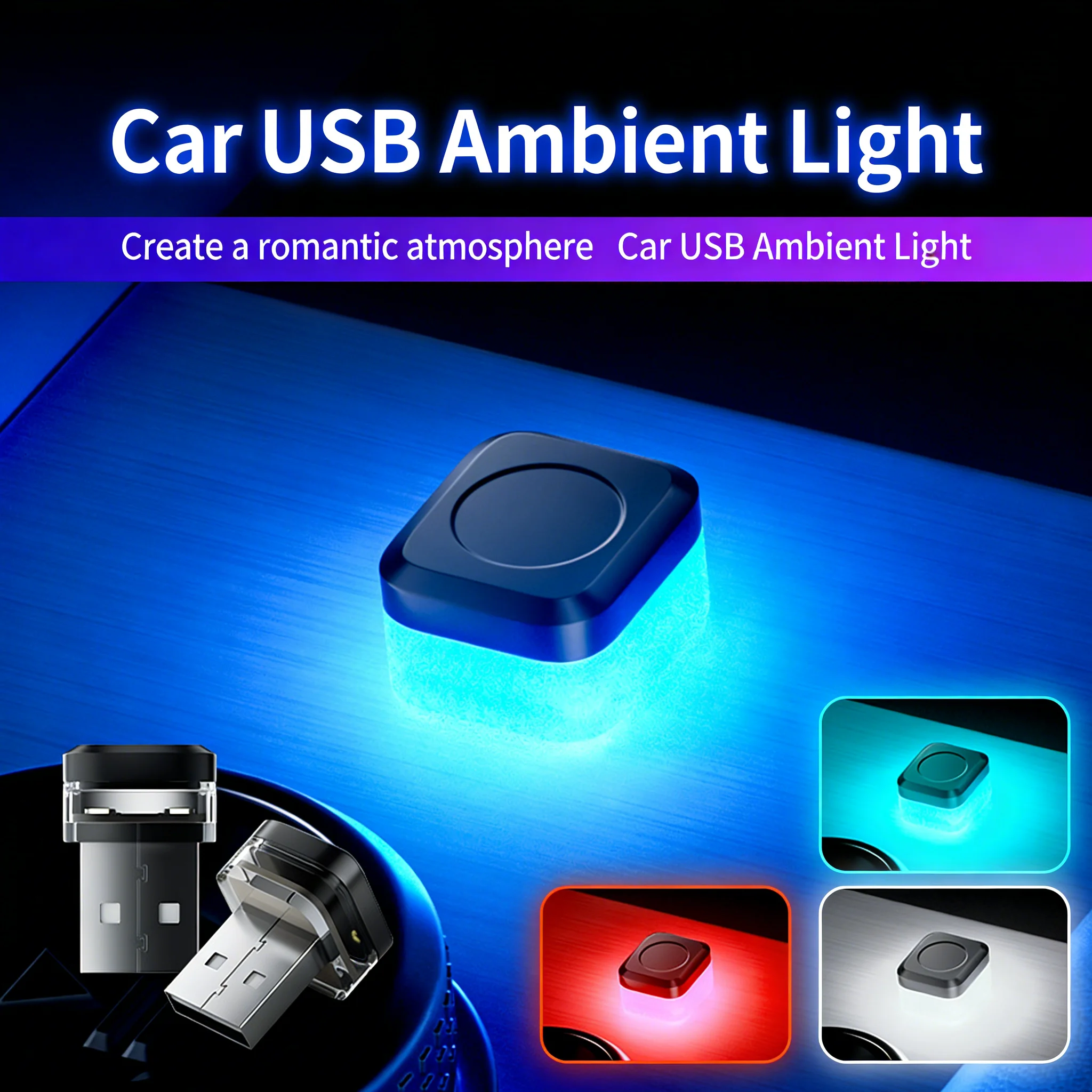 

USB-светильник для автомобиля Plug & Play, универсальная атмосферная лампа для интерьера, мягкий RGB-свет для защиты глаз, для авто, дома, офиса, вечеринок, декора